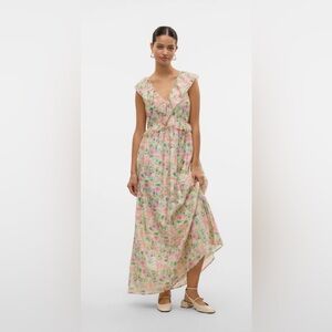 Vero Moda VMOSANA Telma SL Ankle Dress Floral Open Back TENCEL™ Medium NWT